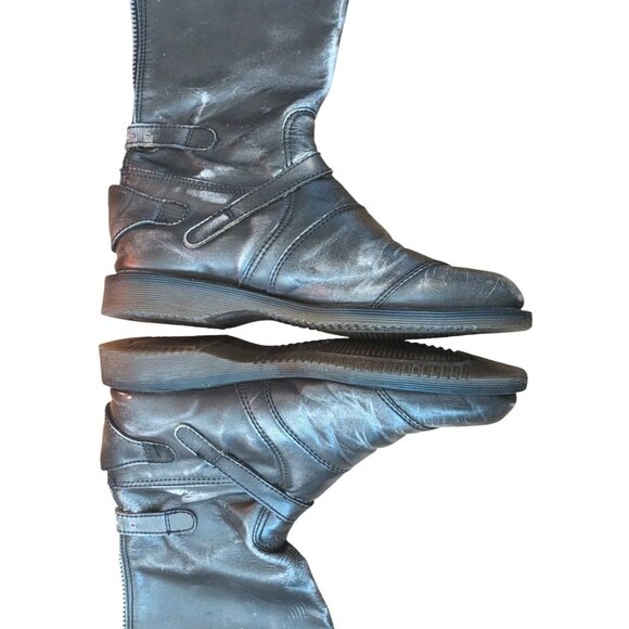 Rare Dr Martens Distressed Moto Boots Mens 8 Metallic Gray Zip VTG Grunge Punk - Picture 3 of 16